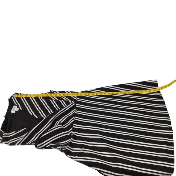 Elle Womens Sleeveless Black & White Striped Fit & Flare Dress Size 12 Office - Picture 7 of 7
